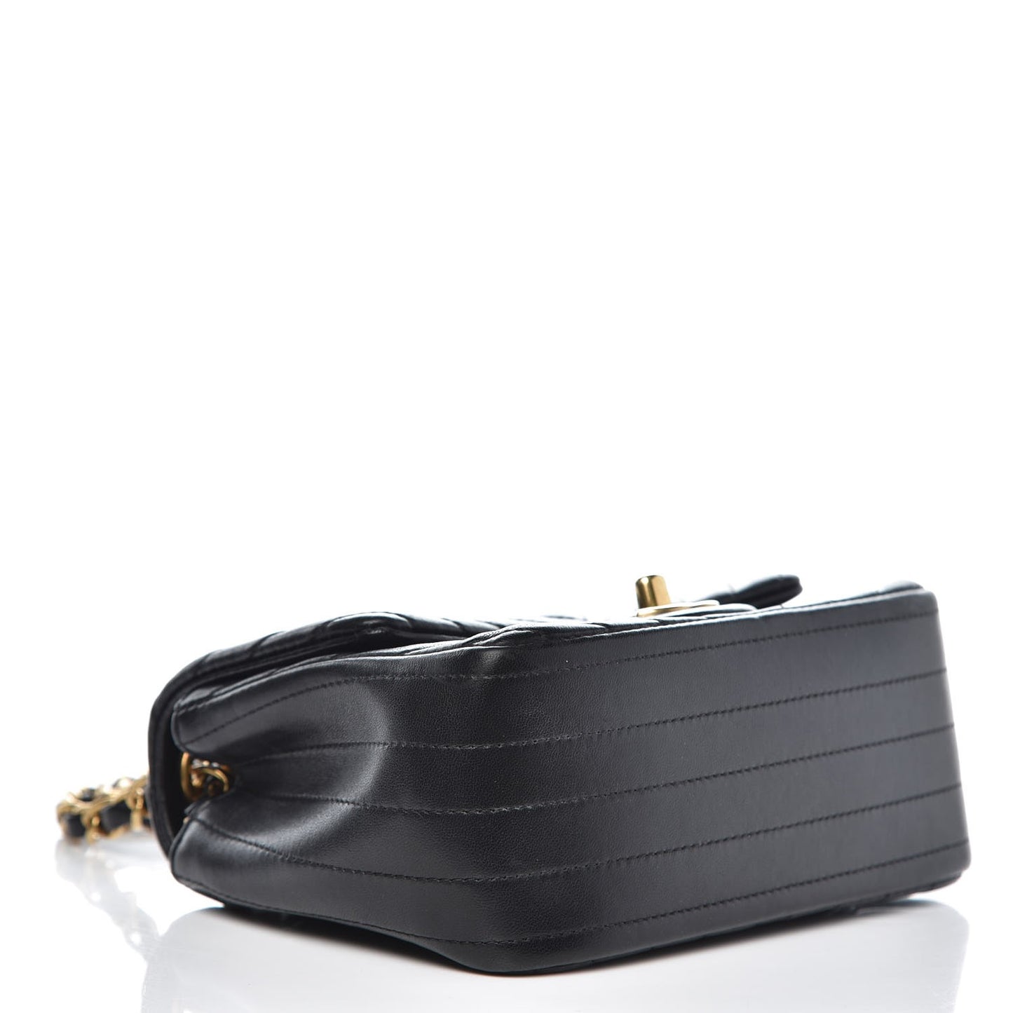 Lambskin Chevron Quilted Mini Square Flap Black
