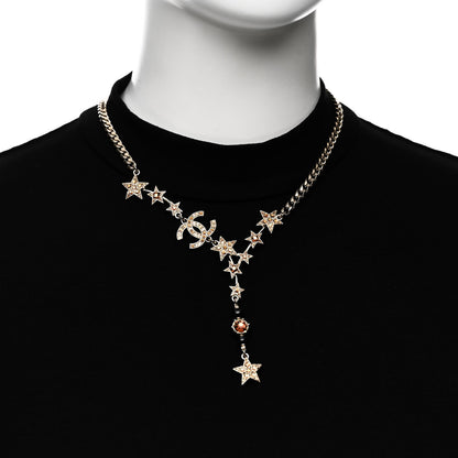 Chanel Crystal Pearl CC Star Necklace Gold Orange 2 of 6