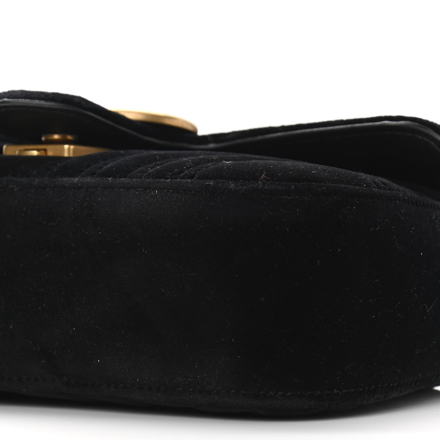 Gucci Velvet Matelasse Mini GG Marmont Shoulder Bag Black 9 of 10