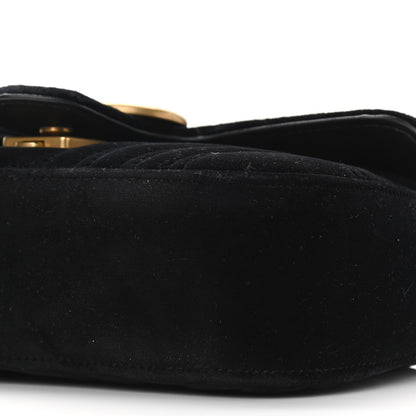 Gucci Velvet Matelasse Mini GG Marmont Shoulder Bag Black 9 of 10