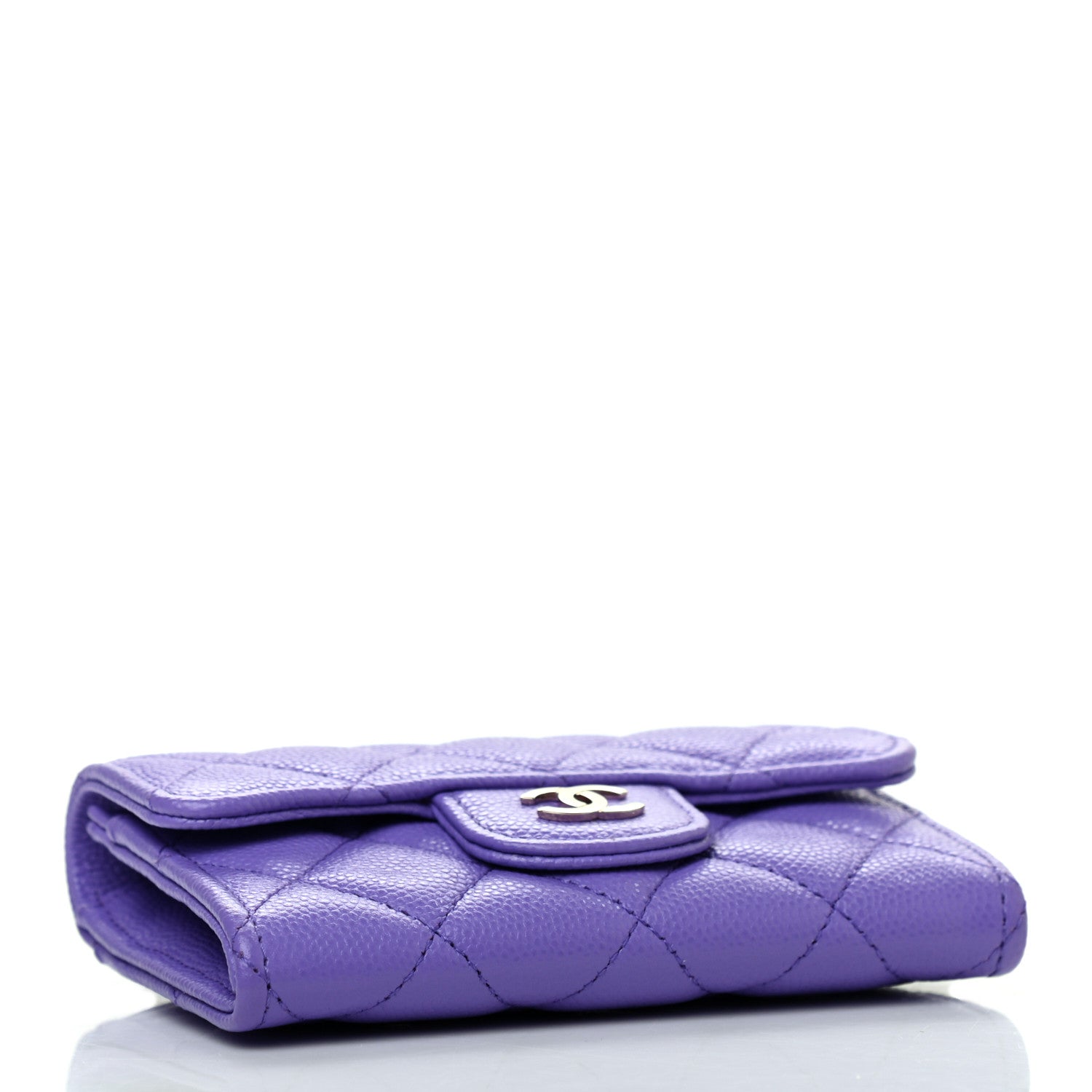 Chanel Caviar Quilted Flap Card Holder Wallet Purple 4 of 8