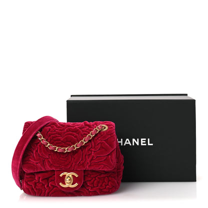 Chanel Velvet Camellia Embossed Mini Square Flap Fushia 11 of 11
