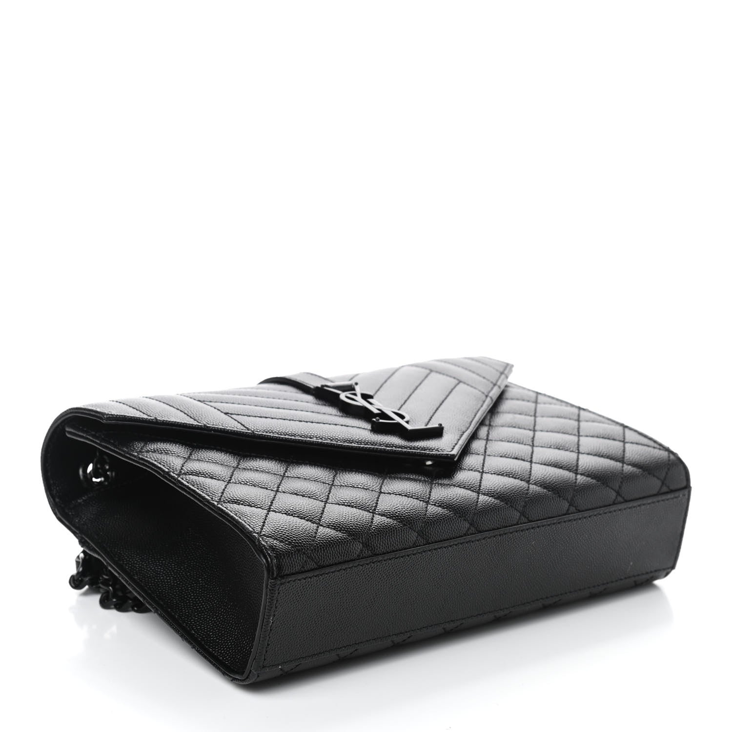 Saint Laurent Grain De Poudre Textured Mixed Matelasse Triquilt Medium Monogram Satchel Black 4 of 10