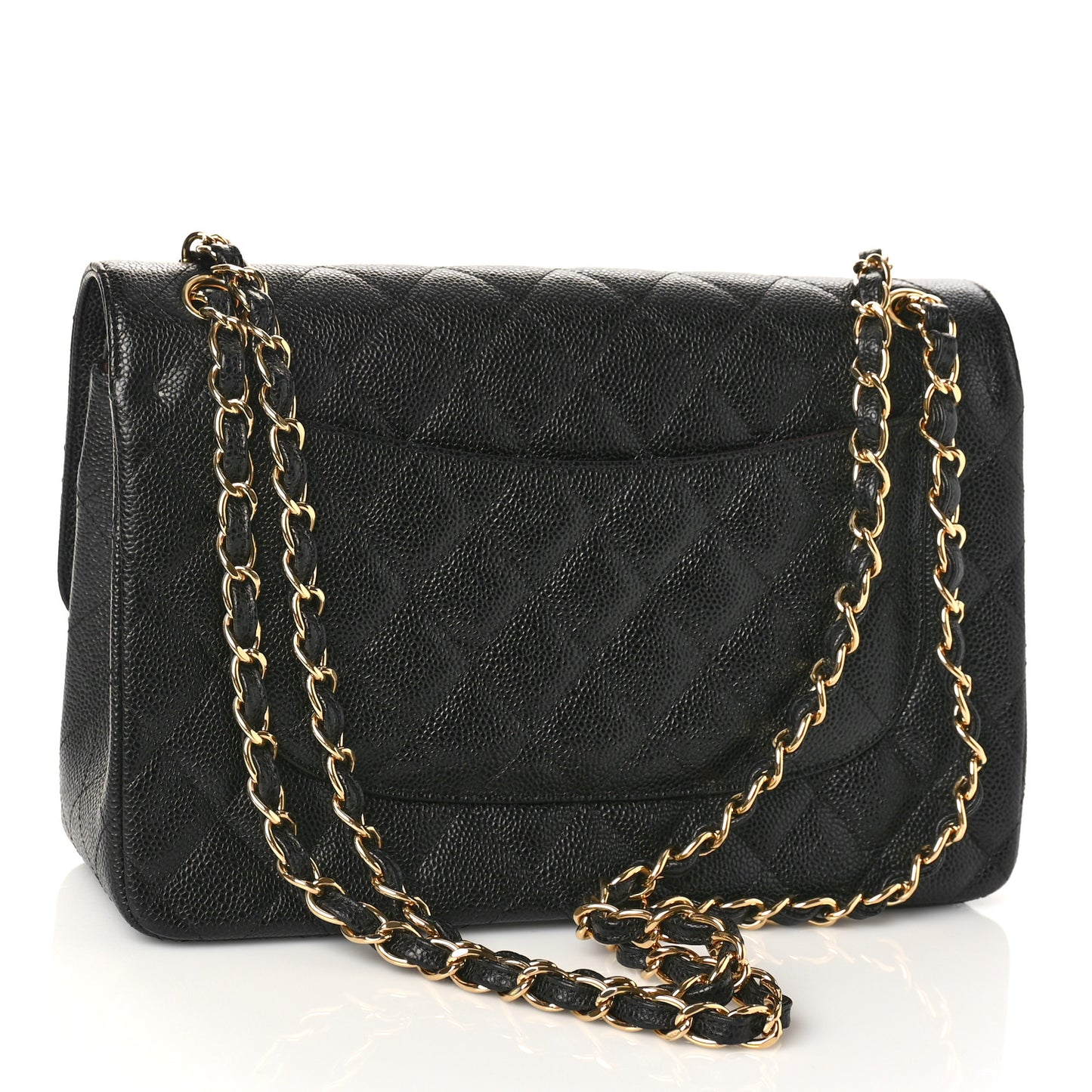 Caviar Quilted Jumbo Double Flap Black