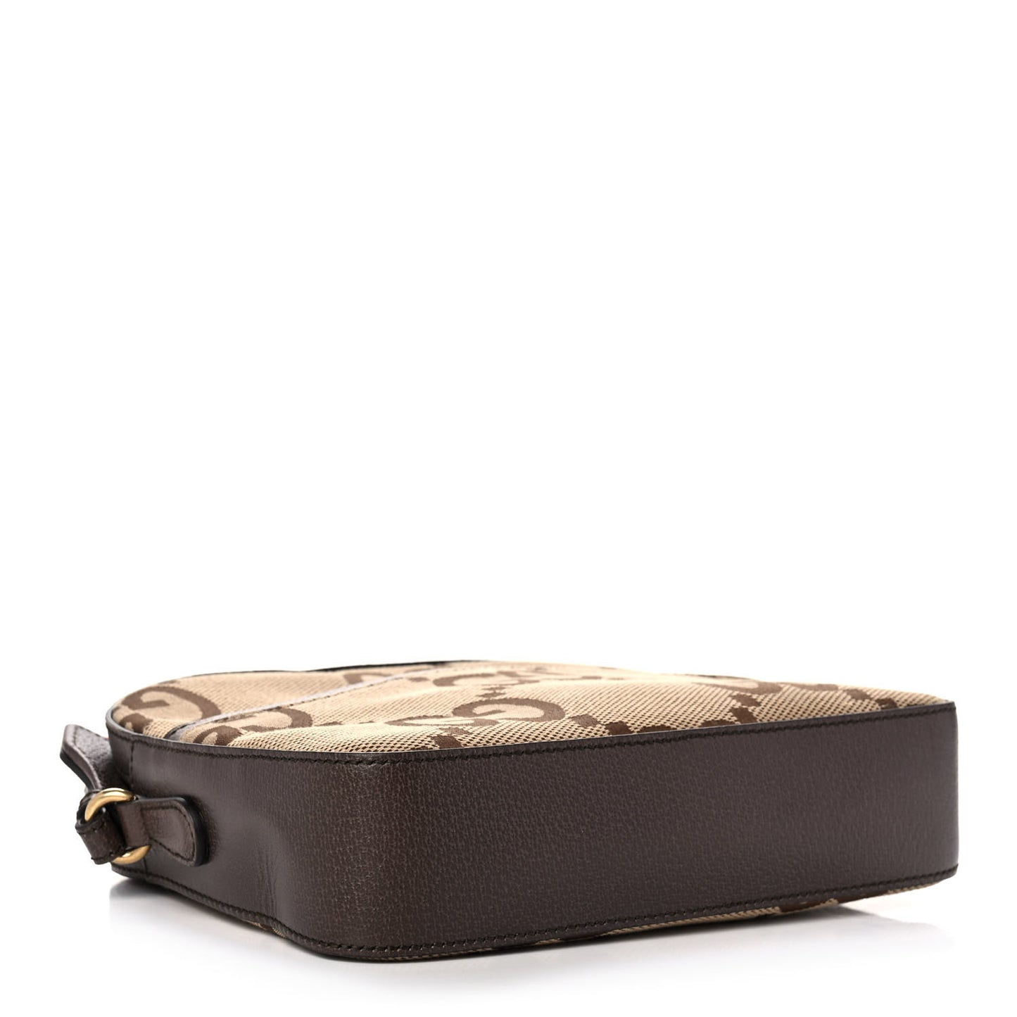 Monogram Jumbo GG Textured Dollar Calfskin Web Messenger Shoulder Bag Camel Ebony New Acero