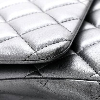 Chanel Metallic Lambskin Quilted Maxi Double Flap Pewter 13 of 15
