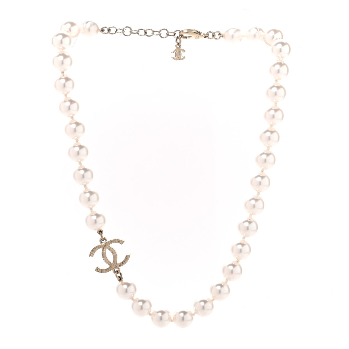 Chanel Pearl CC Choker Necklace Gold White 3 of 4