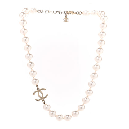 Chanel Pearl CC Choker Necklace Gold White 3 of 4