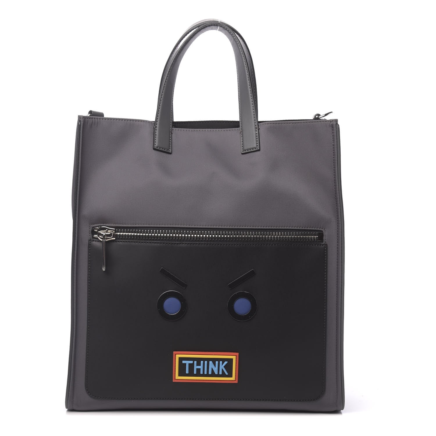 Fendi Nylon Vitello Liberty Now Words Faces Vocabulary Santander Tote Asfalto 1 of 10