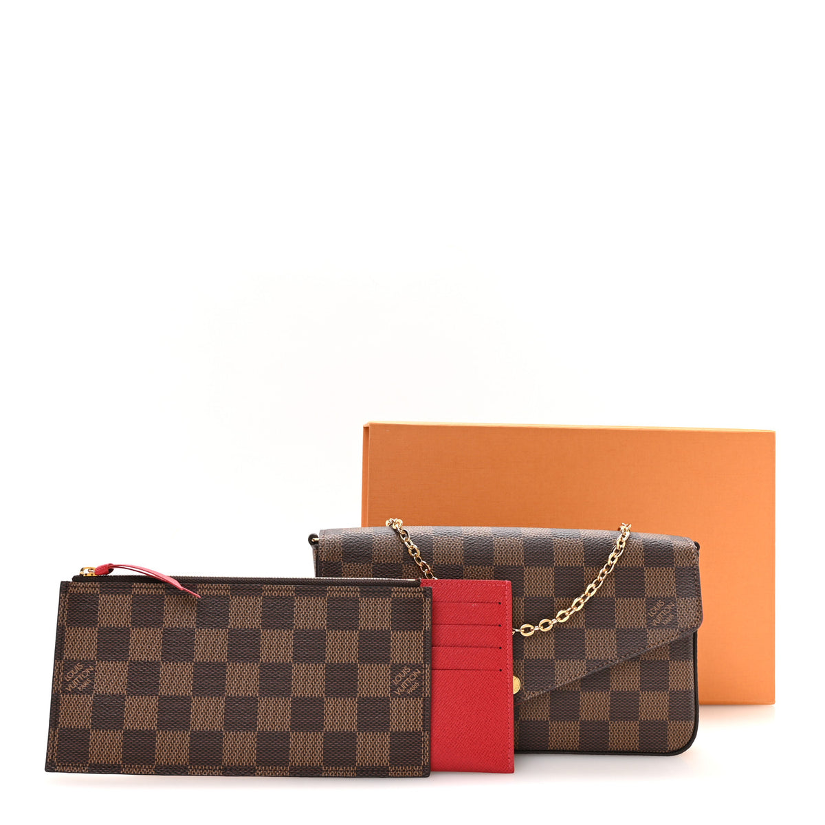 Louis Vuitton Damier Ebene Pochette Felicie Chain Wallet 11 of 11