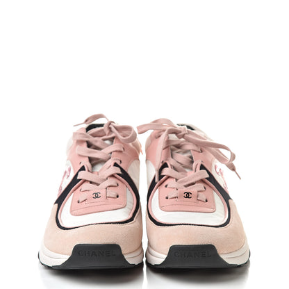 Chanel Nylon Lambskin Suede Calfskin CC Sneakers 39 Pink 2 of 8