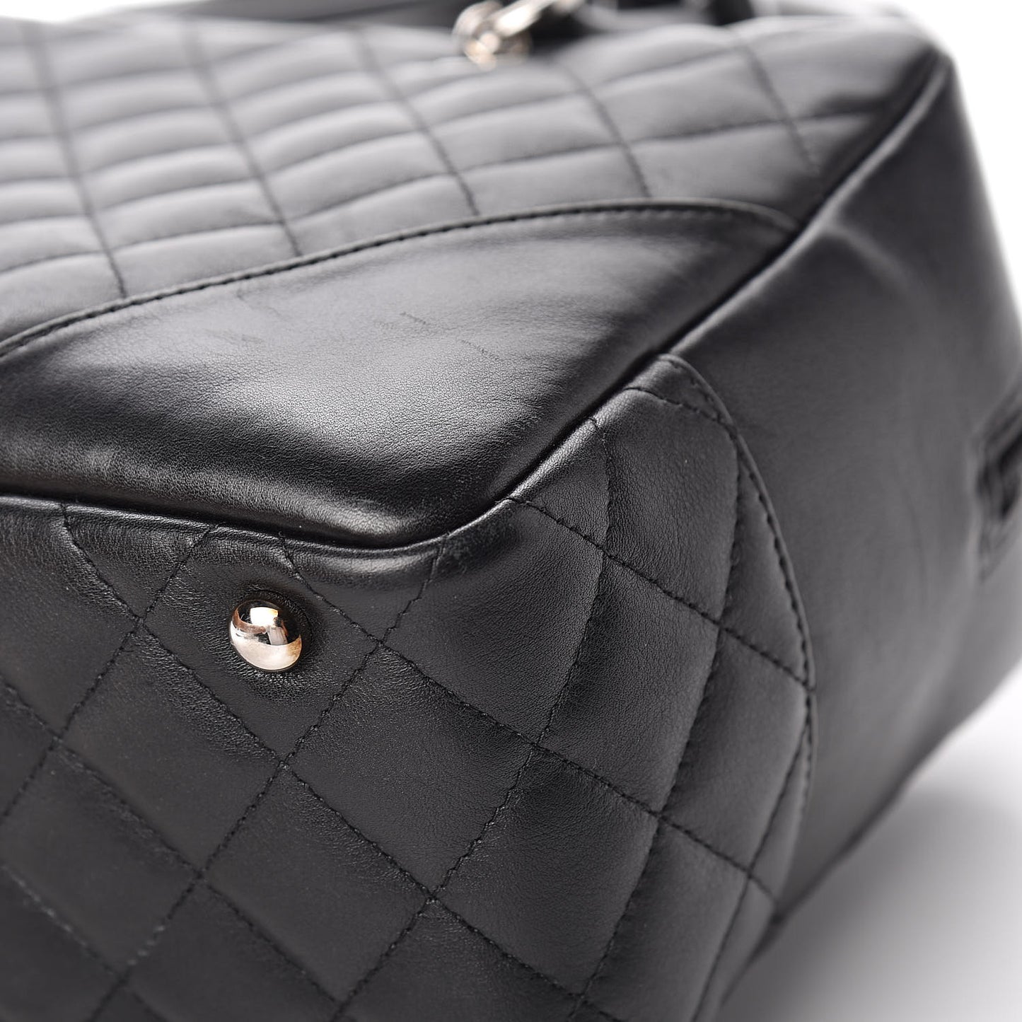 Calfskin Quilted Large Cambon Bowler Black