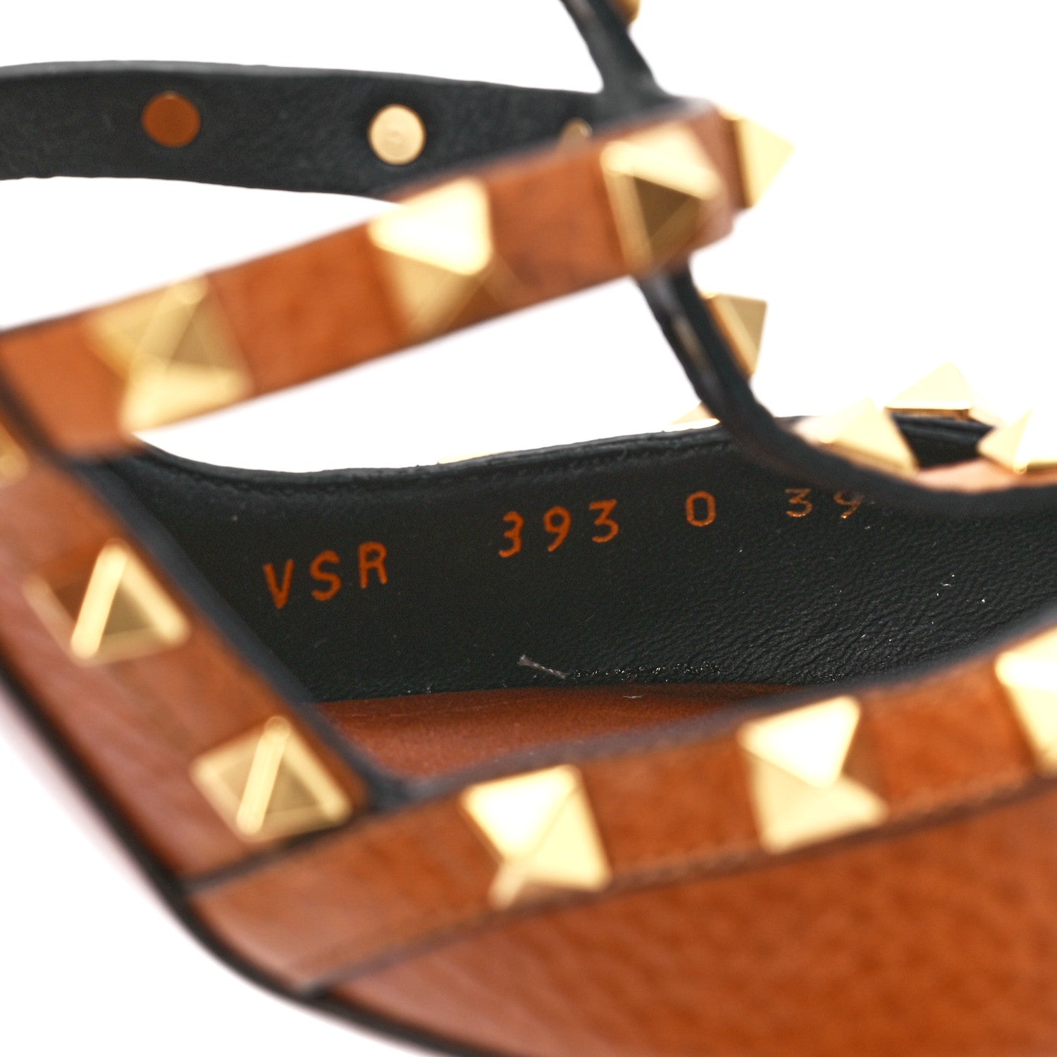 Valentino Garavani Pebbled Calfskin Rockstud Ankle Strap 100mm Pumps 39 Cuoio 9 of 9