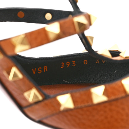 Valentino Garavani Pebbled Calfskin Rockstud Ankle Strap 100mm Pumps 39 Cuoio 9 of 9
