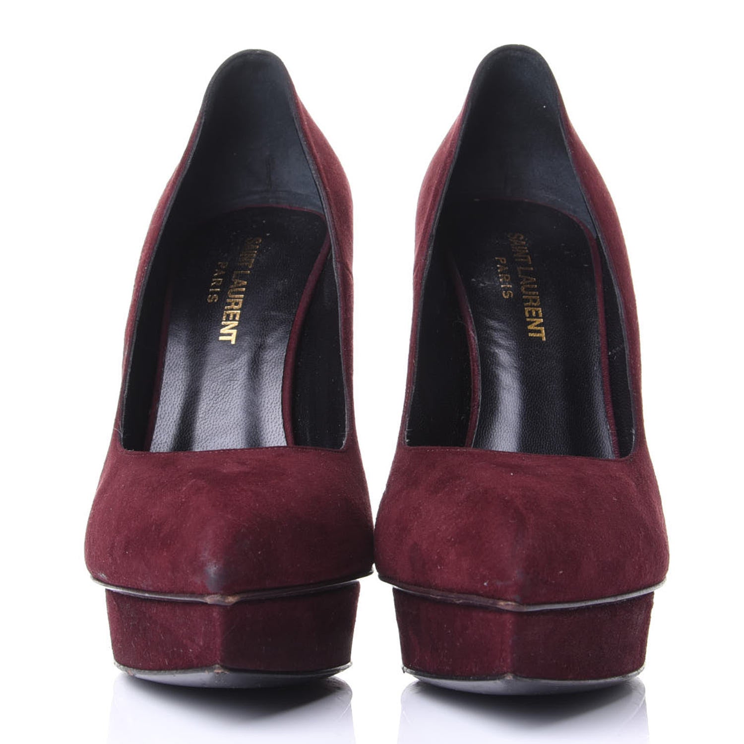 Saint Laurent Suede Janis 105 Platform Pumps 38.5 Burgundy 3 of 11