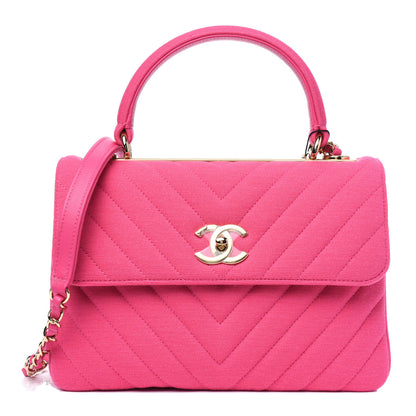 Chanel Jersey Chevron Quilted Small Trendy CC Dual Handle Flap Bag Pink 1 of 5