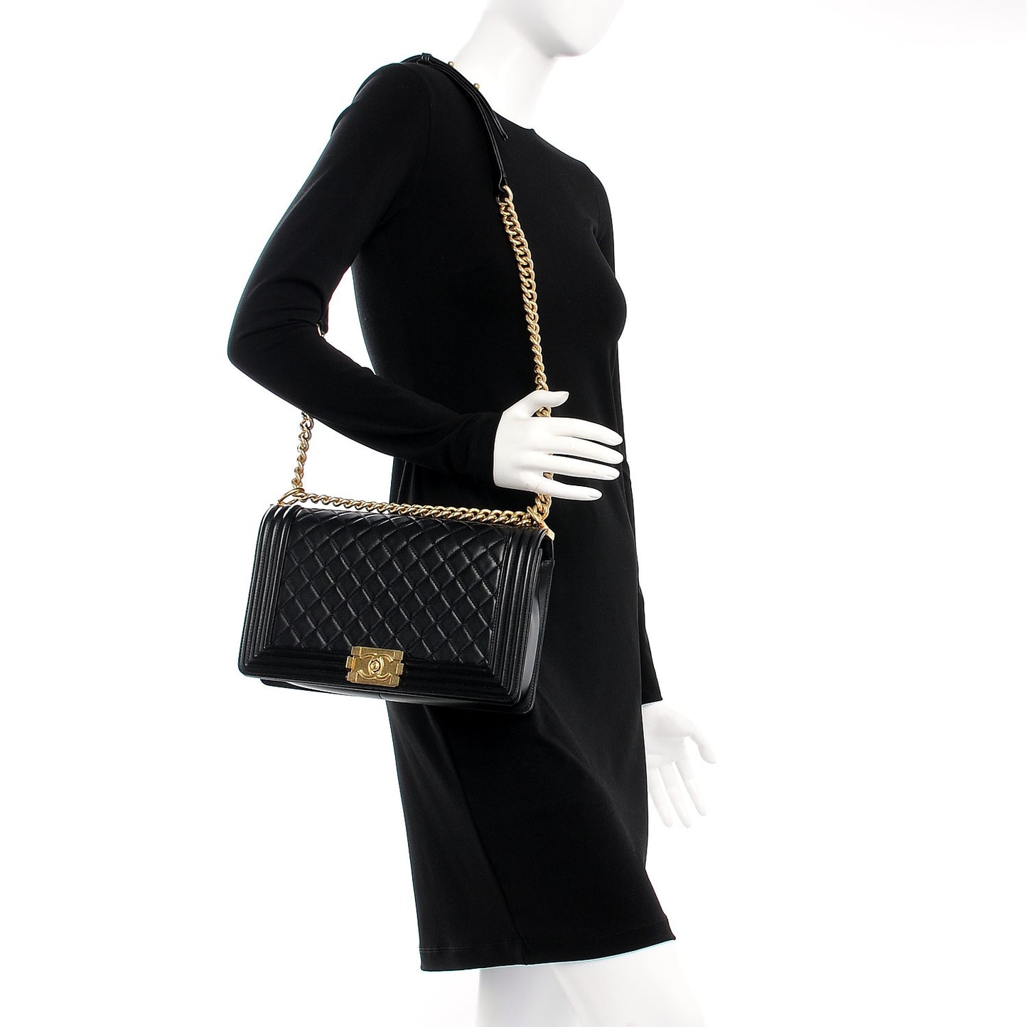 Lambskin Quilted New Medium Boy Flap Black