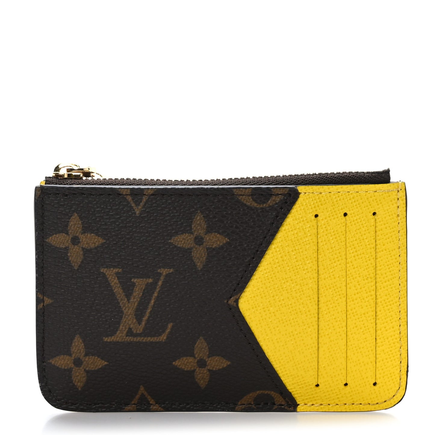 Monogram Zipped Romy Card Holder Yellow