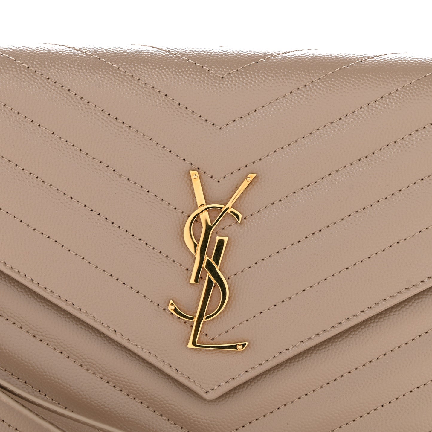 Grain De Poudre Matelasse Chevron Monogram Envelope Clutch Dark Beige