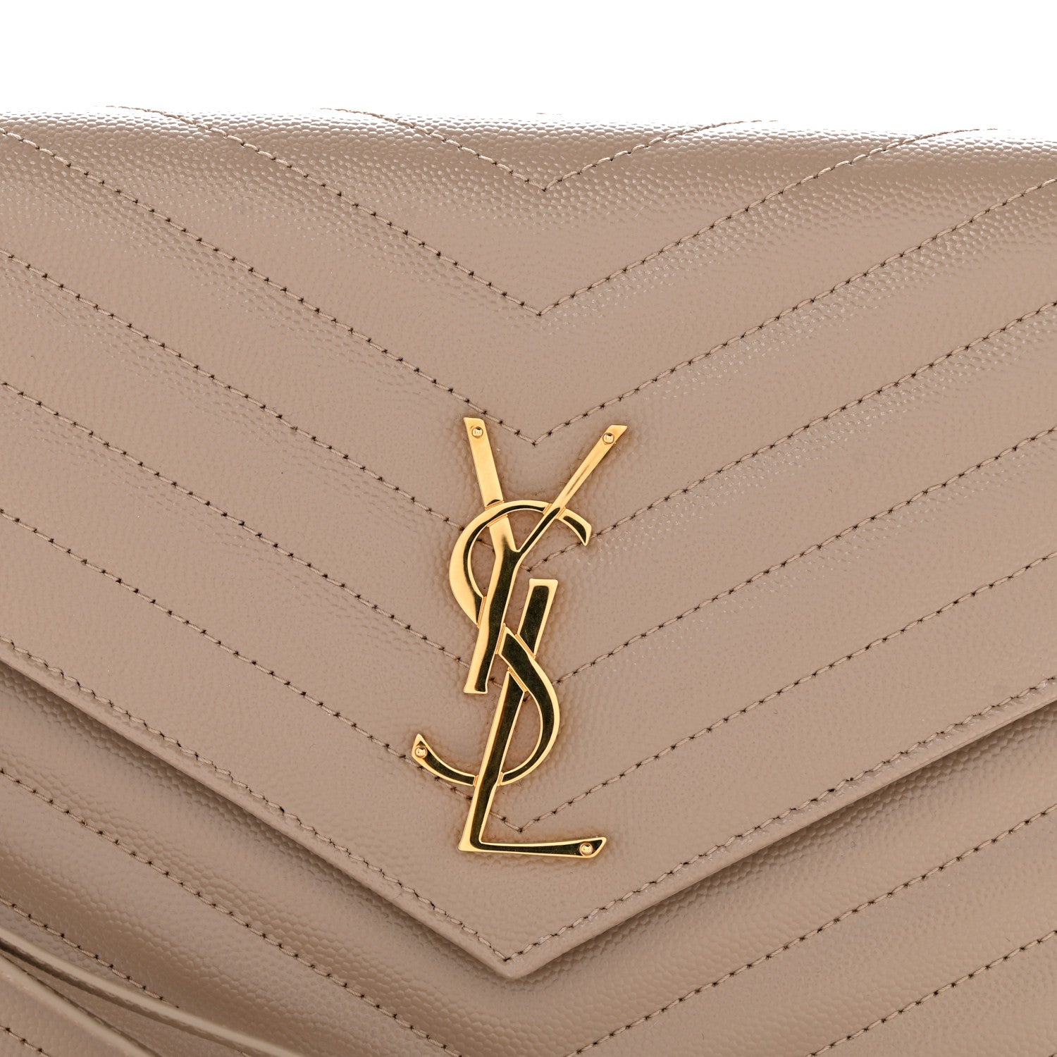 Saint Laurent Grain De Poudre Matelasse Chevron Monogram Envelope Clutch Dark Beige 11 of 12