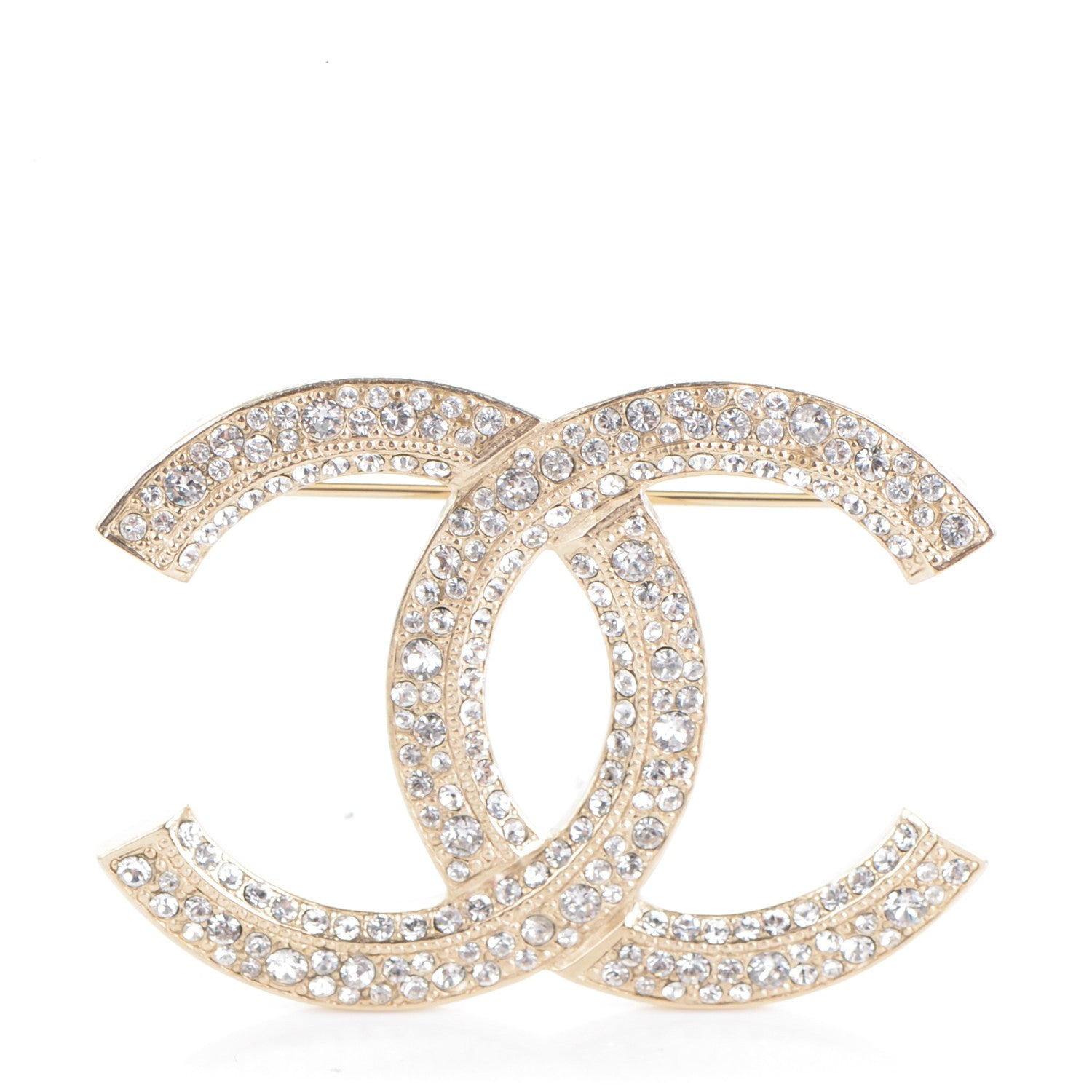 Chanel Crystal CC Brooch Light Gold 1 of 4