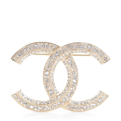 Chanel Crystal CC Brooch Light Gold 1 of 4