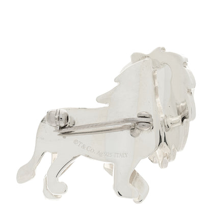 Tiffany Sterling Silver Diamond Save the Wild Lion Brooch 3 of 3