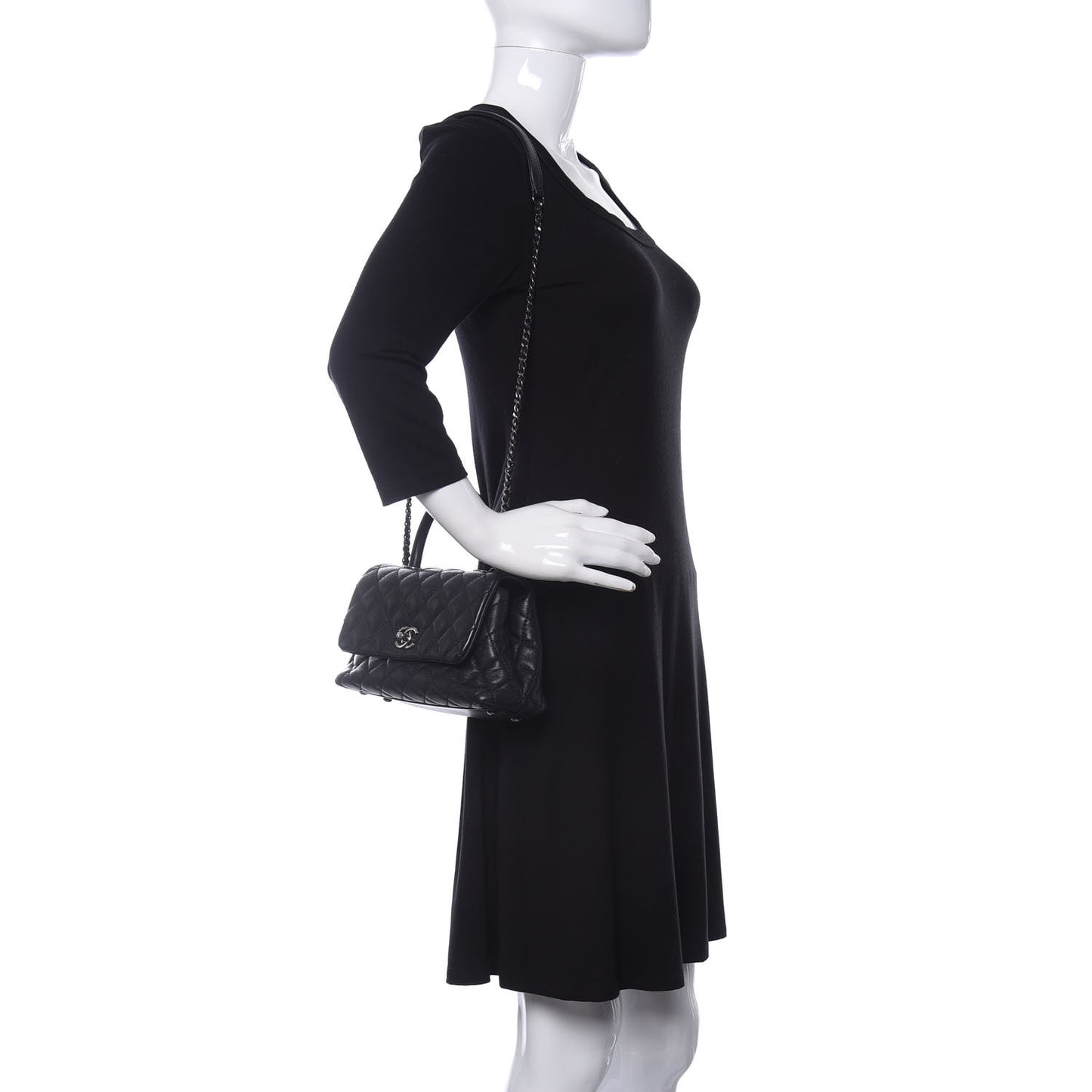 Caviar Quilted Mini Coco Handle Flap Black