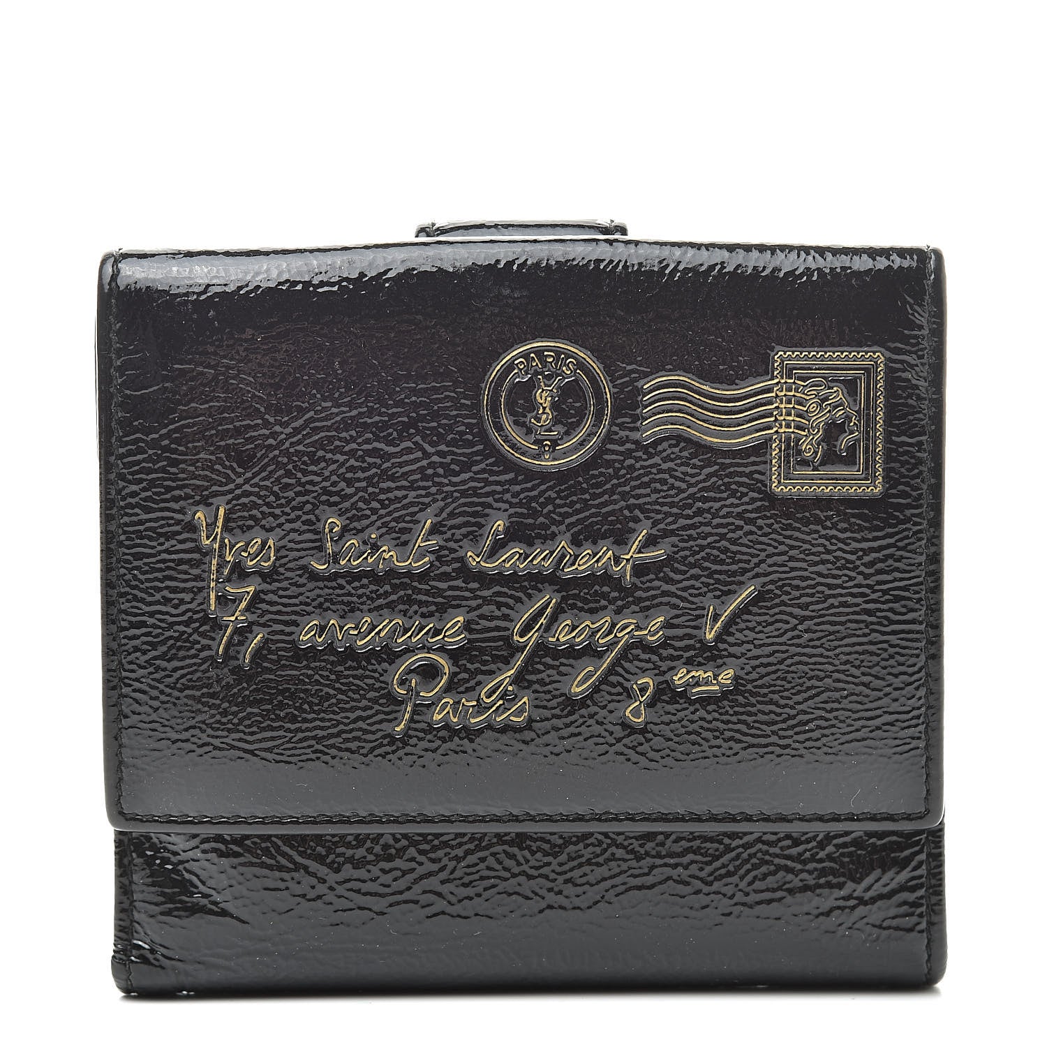 Saint Laurent Patent Y-Mail French Wallet Black 1 of 12