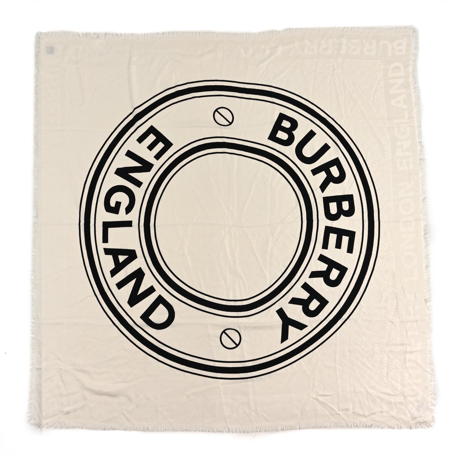 Burberry Silk Burberry England Graphic Square Scarf White Black 1 of 3