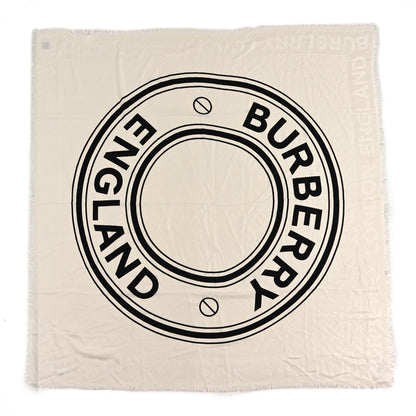 Burberry Silk Burberry England Graphic Square Scarf White Black 1 of 3