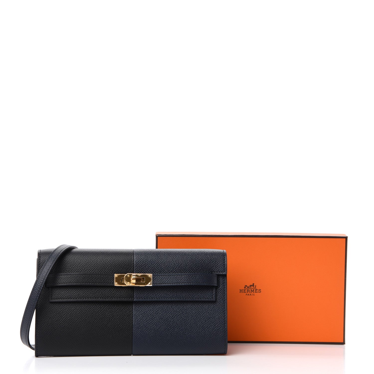 Hermes Epsom Casaque Kelly Wallet To Go Black Bleu Indigo Bleu Frida 10 of 10