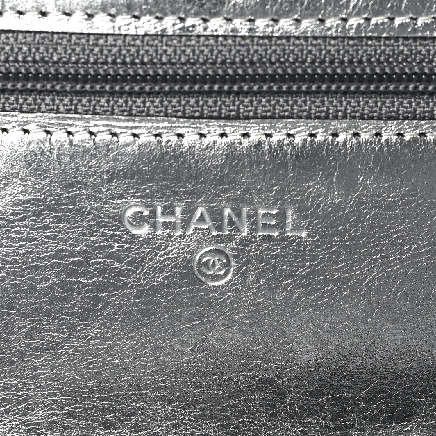 Chanel Metallic Aged Calfskin Quilted Reissue Wallet On Chain WOC Silver 5 of 10