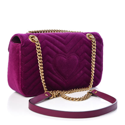 Gucci Velvet Matelasse Small GG Marmont Shoulder Bag Fuchsia Violet Cyclamen 3 of 10