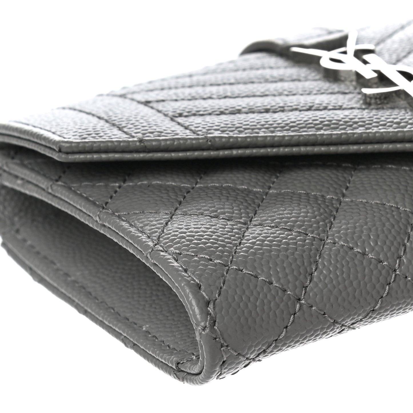 Grain De Poudre Textured Mixed Matelasse Triquilt Small Monogram Envelope Wallet New Stone