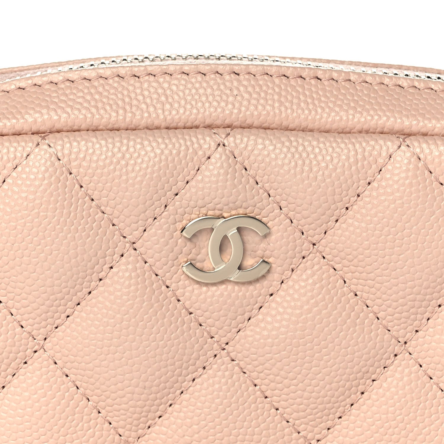 Chanel Caviar Quilted Small Curvy Pouch Cosmetic Case Light Beige 10 of 11