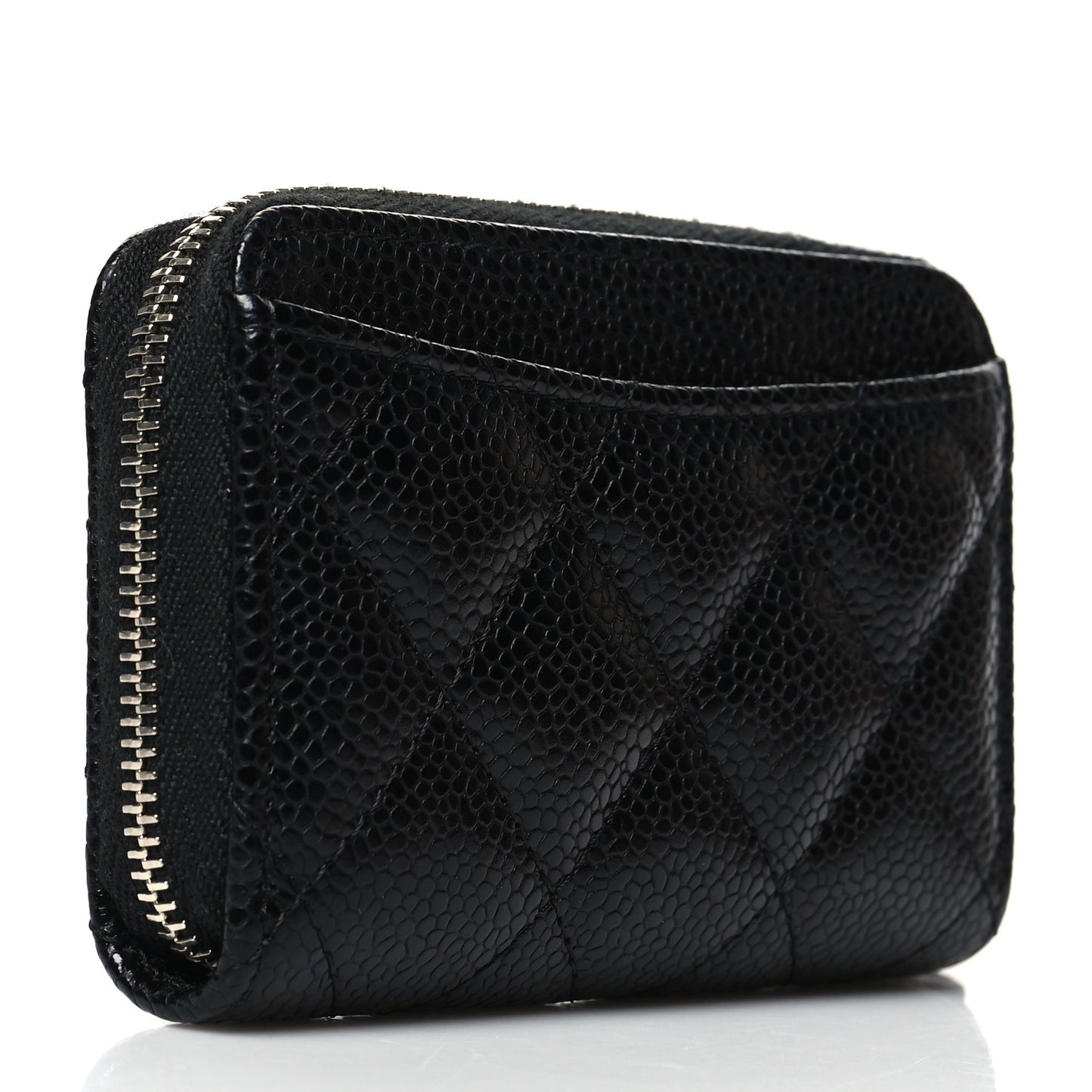 Caviar Quilted Zip Coin Purse Black