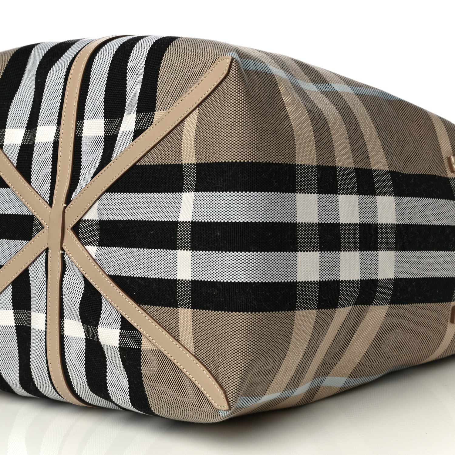 Burberry Canvas Calfskin Medium Check Beach Tote Dusty Sand 6 of 10
