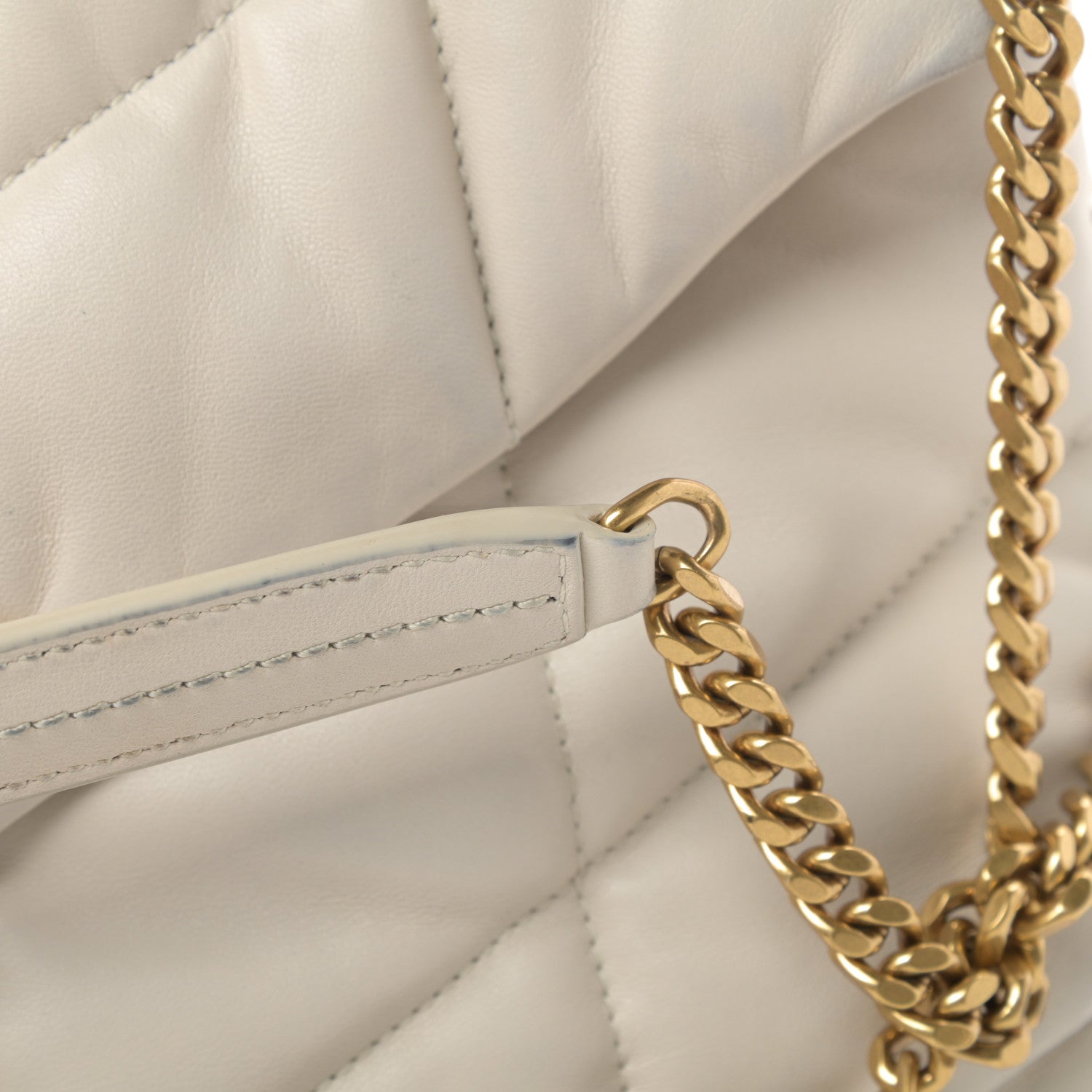 Saint Laurent Lambskin Quilted Small Loulou Puffer Monogram Chain Satchel Crema Soft 15 of 15
