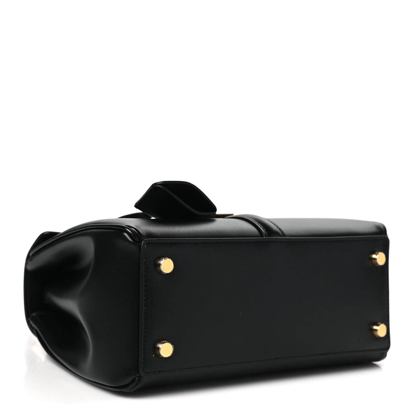 Satinated Calfskin Small 16 Top Handle Bag Black