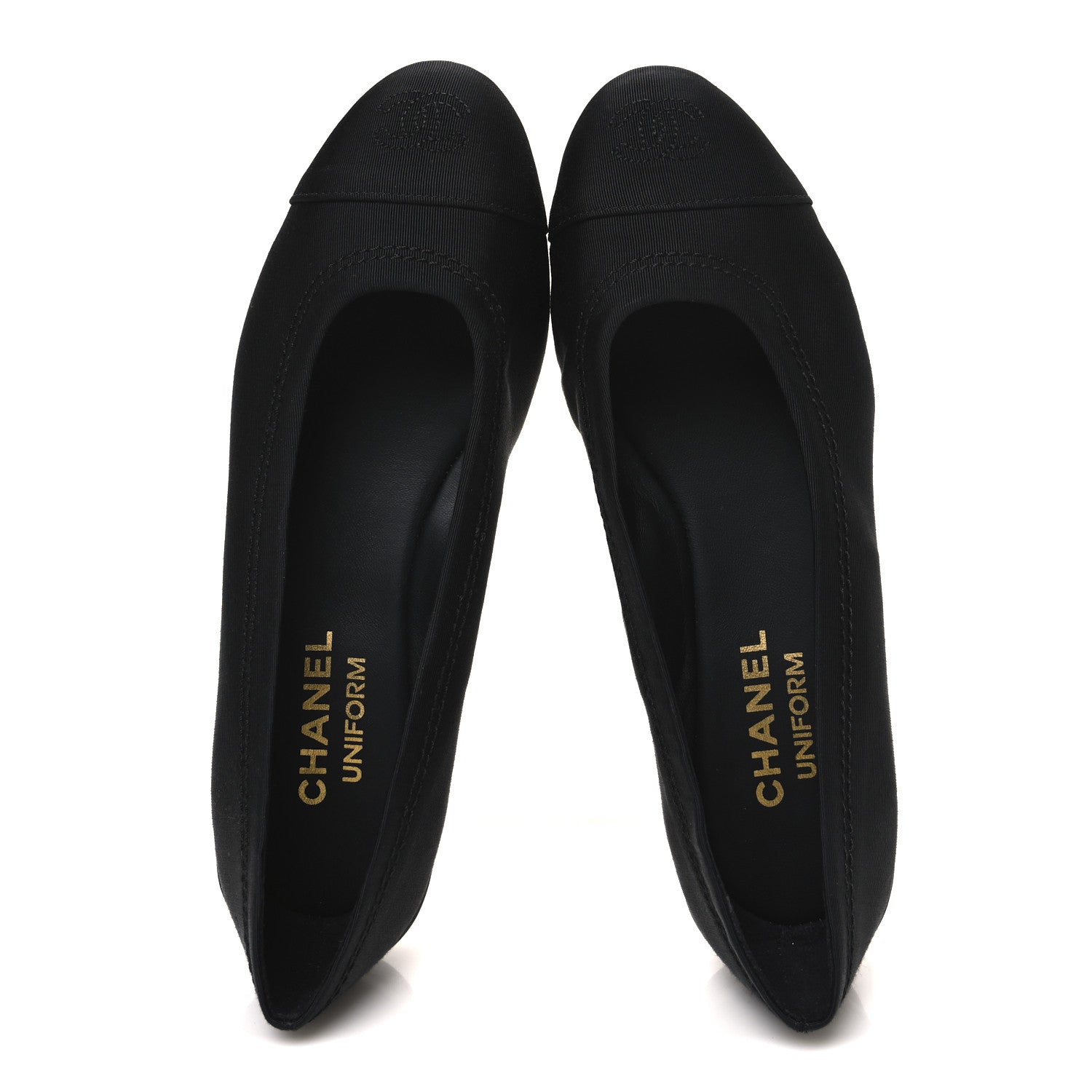 Chanel Grosgrain Cap Toe Uniform Ballerina Flats 36.5 Black 2 of 10