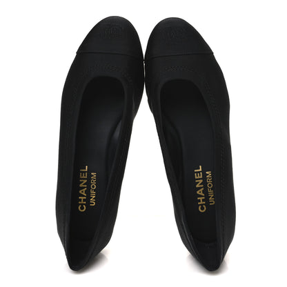 Chanel Grosgrain Cap Toe Uniform Ballerina Flats 36.5 Black 2 of 10