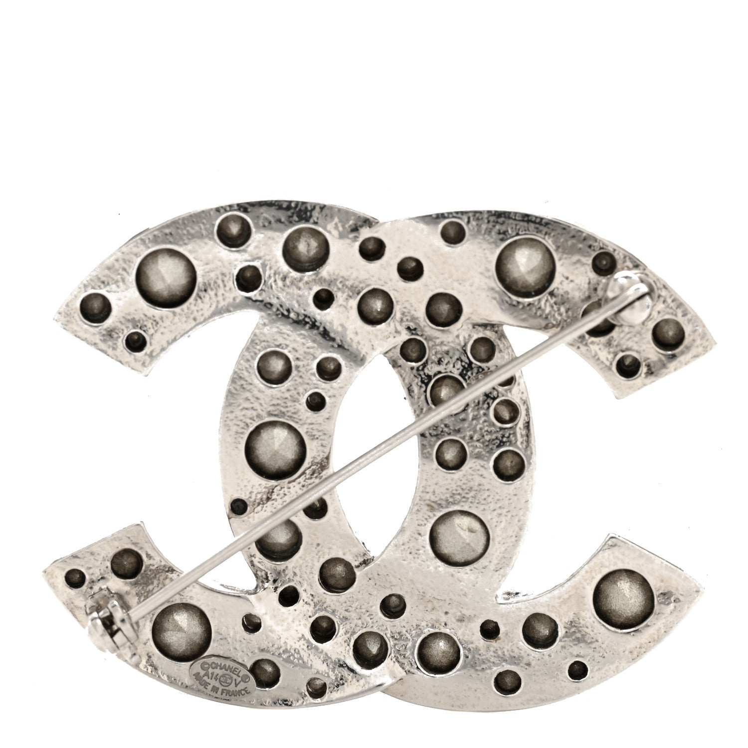 Chanel Crystal Large CC Brooch Silver 3 of 4