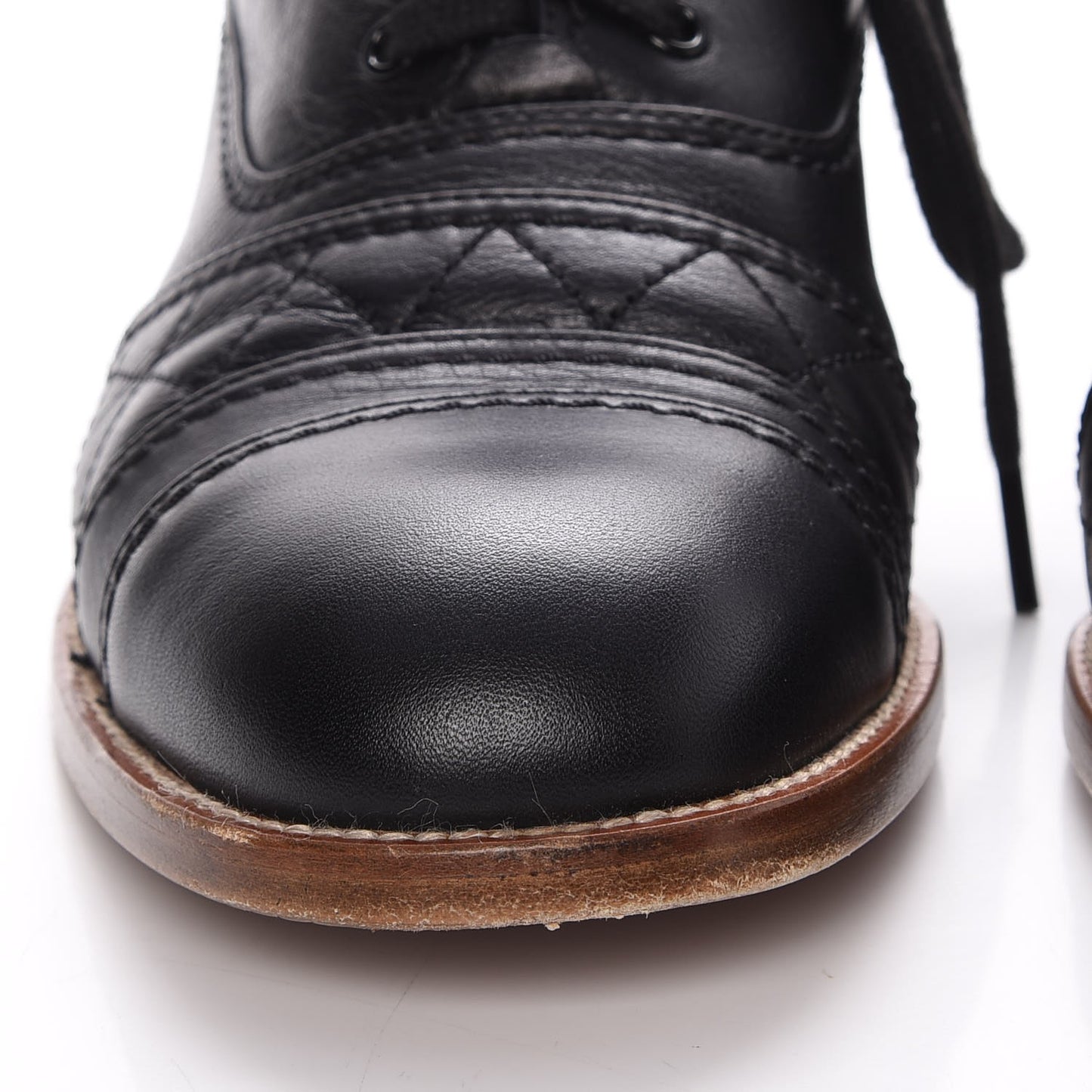 Calfskin Quilted CC Lace Up Oxfords 36 Black