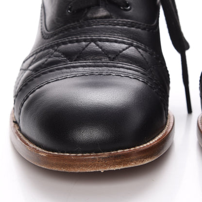 Chanel Calfskin Quilted CC Lace Up Oxfords 36 Black 12 of 18