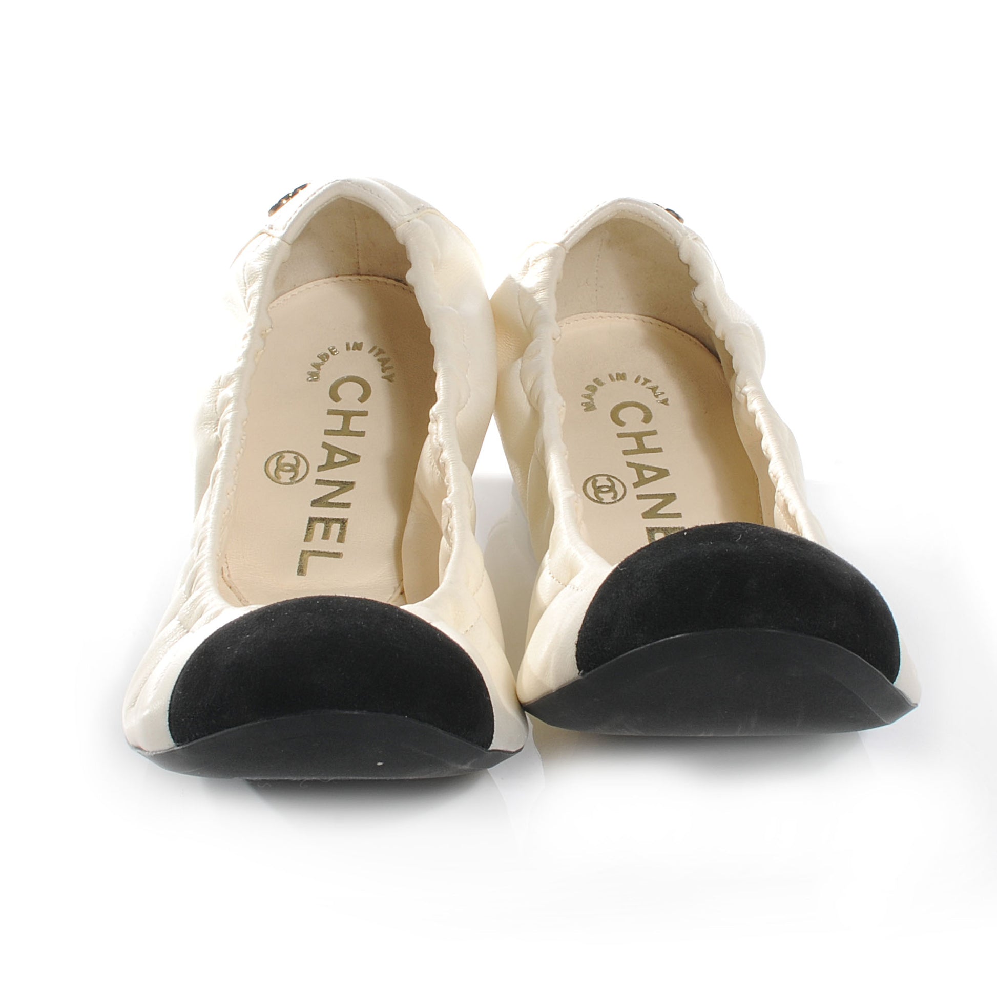 Chanel Suede Classic CC Cap Toe Ballet Flats 35.5 Beige 3 of 6