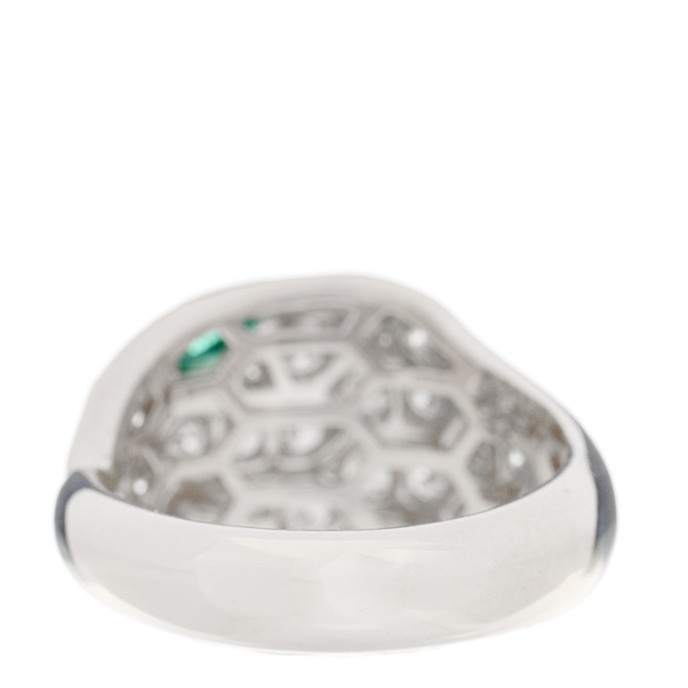 18K White Gold Diamond Emerald Serpenti Seduttori Ring 52 6