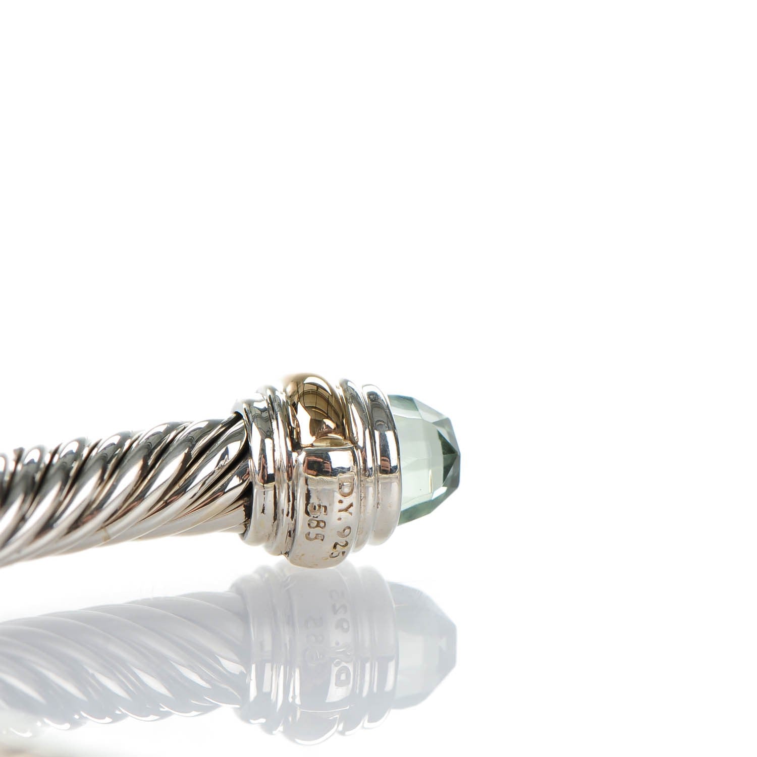 David Yurman Sterling Silver 14K Yellow Gold Prasiolite 5mm Cable Classics Bracelet 4 of 6