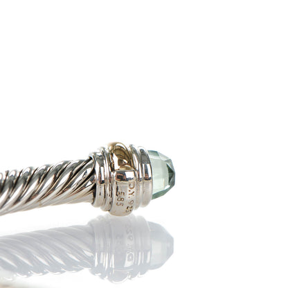 David Yurman Sterling Silver 14K Yellow Gold Prasiolite 5mm Cable Classics Bracelet 4 of 6