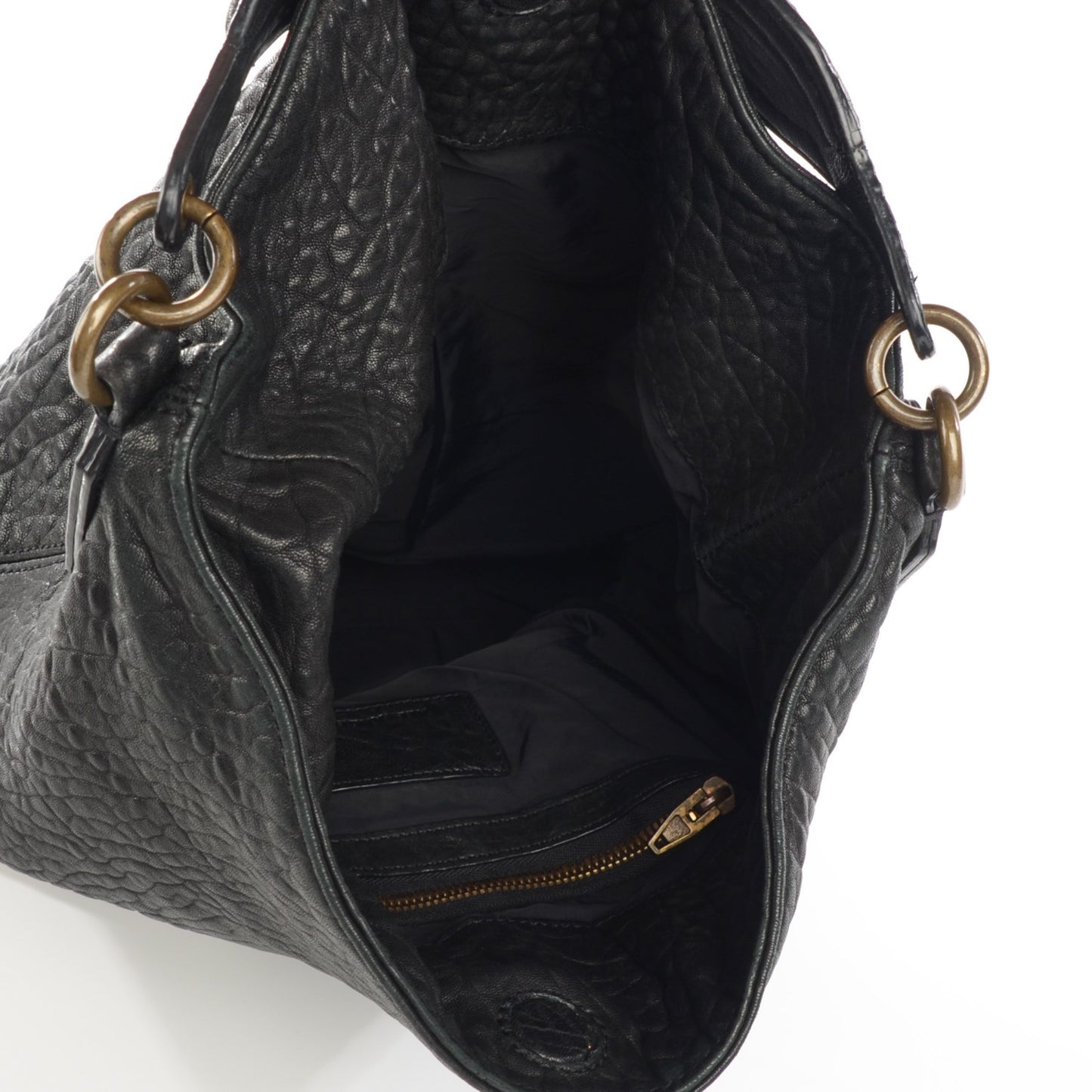 Pebbled Lambskin Darcy Hobo Black Pale Gold Hardware